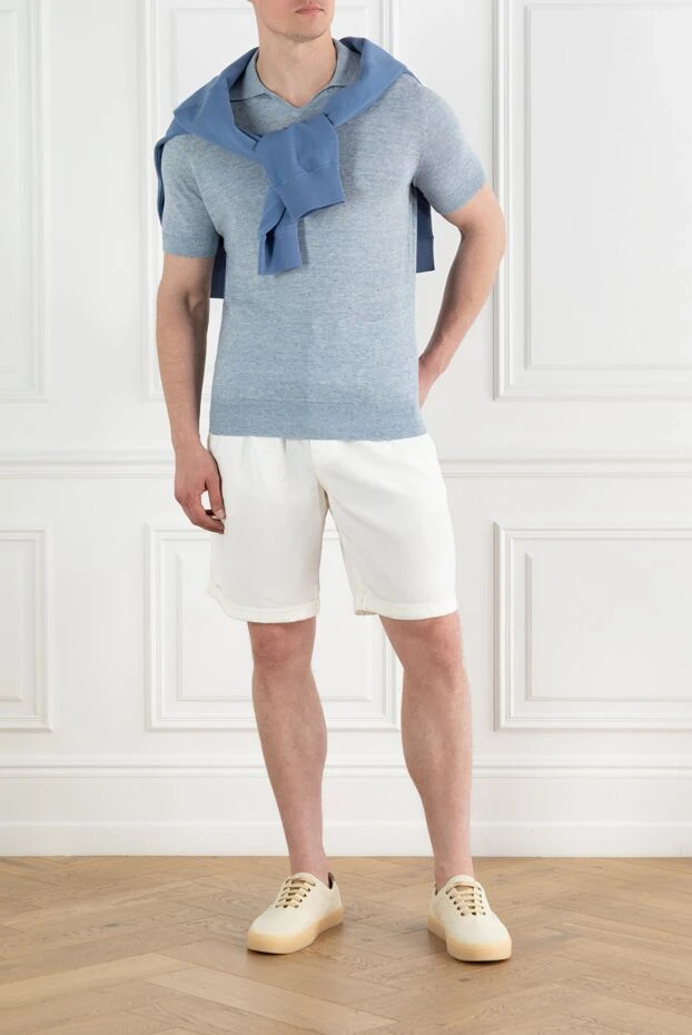 Brunello Cucinelli blue melange cotton polo shirt without fastening 188700 - photo 2