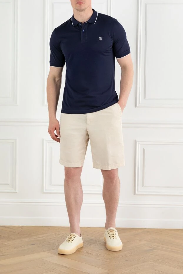 Көк мақта логотипі бар ерлер поло көйлегі - фото 2