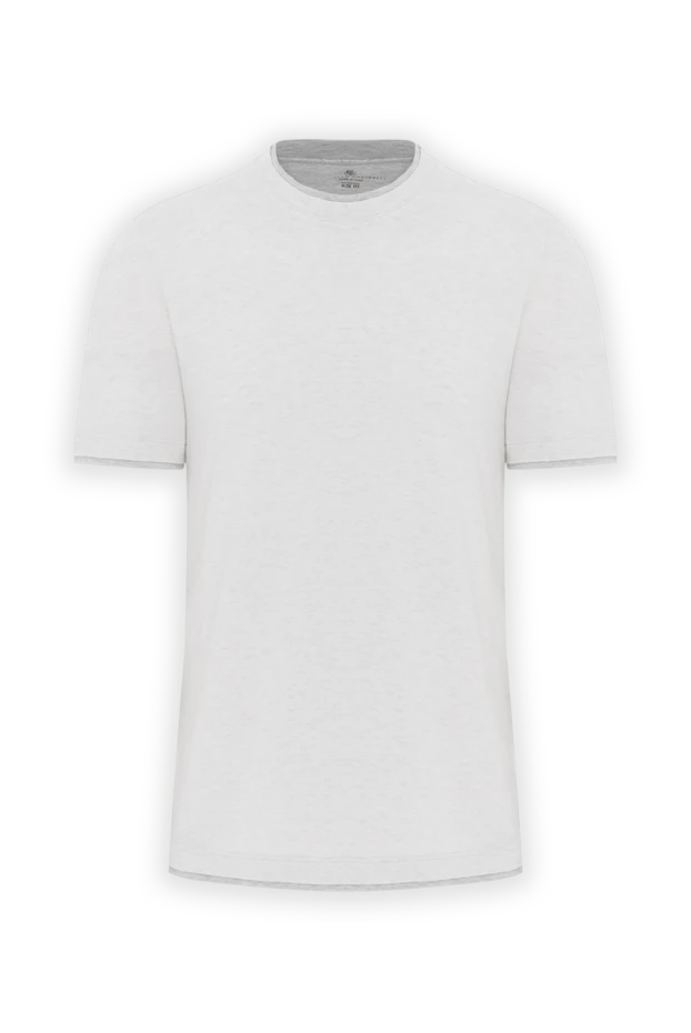 Brunello Cucinelli белая мужская футболка из хлопка в многослойном стиле 188703 - фото 1