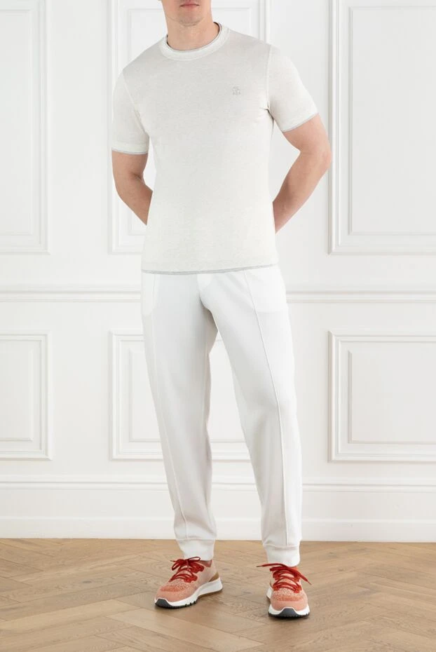 Brunello Cucinelli қабатты стильдегі ақ мақтадан жасалған ерлерге арналған футболка 188703 - фото 2