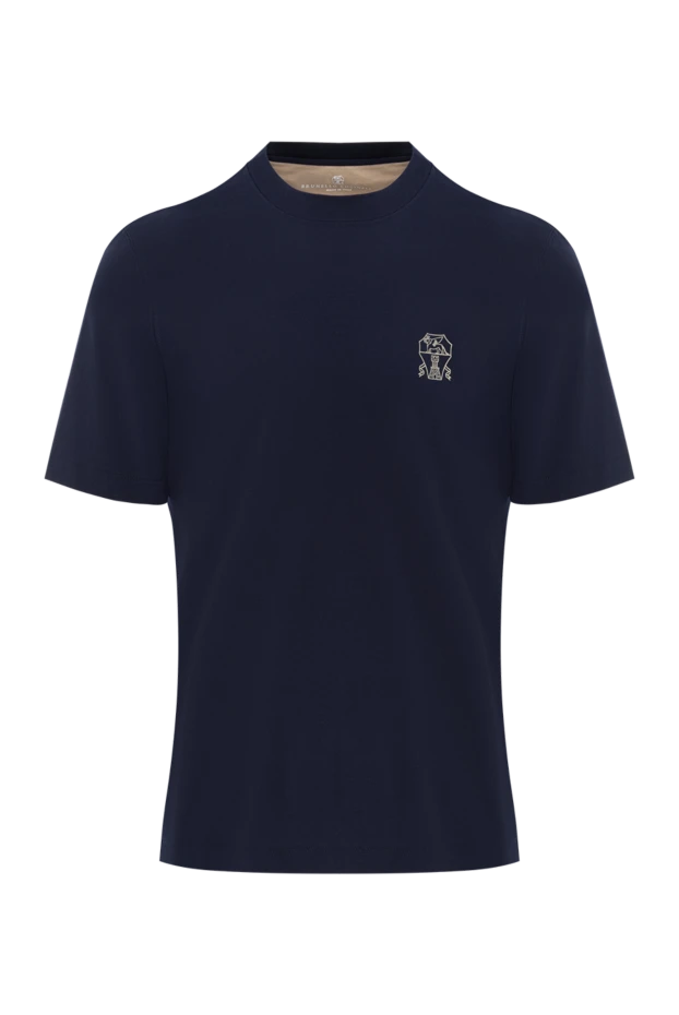 T-shirt with embroidered logo blue men's cotton - photo 1