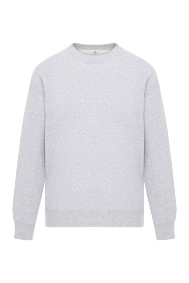 Классический мужской свитшот серого цвета меланж из хлопка - фото 1