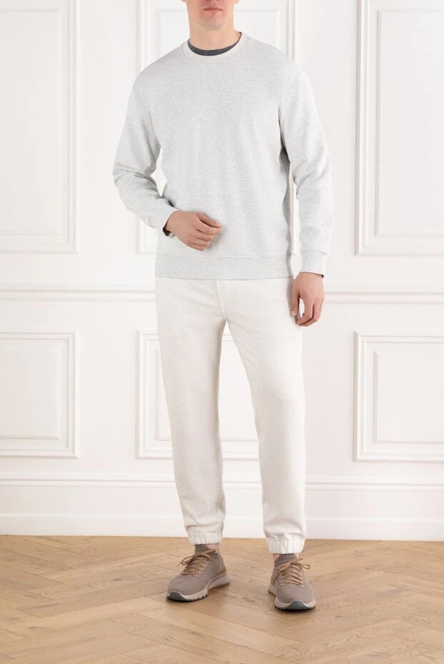 Brunello Cucinelli classic men's sweatshirt in grey melange cotton 188709 - photo 2