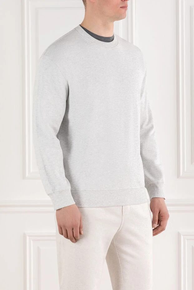 Brunello Cucinelli classic men's sweatshirt in grey melange cotton 188709 - photo 3