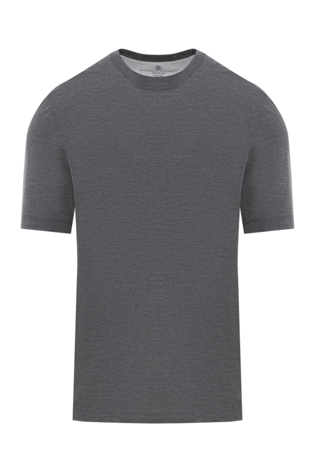 Сұр меланж жібек және мақта ерлер футболкасы - фото 1