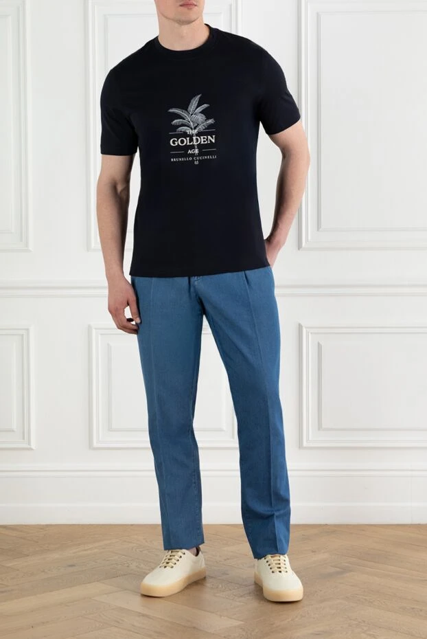 Brunello Cucinelli blue t-shirt for men the golden age made of cotton 188713 - photo 2
