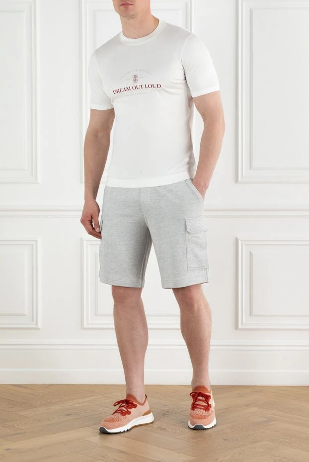 Brunello Cucinelli бургундия логотипі және әріптері бар ақ мақта-матадан жасалған жейде 188715 - фото 2