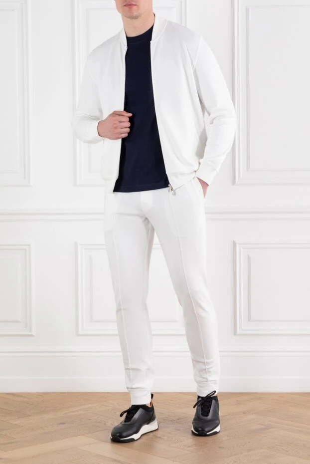 Brunello Cucinelli футболка мужская темно-синяя однотонная из хлопка с логотипом 188717 - фото 2