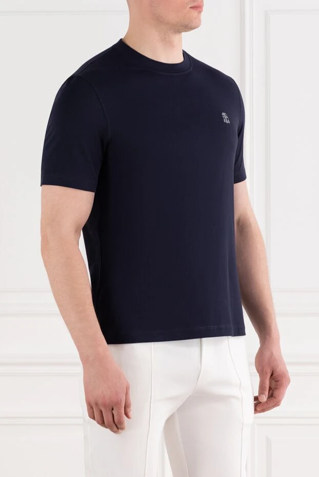 Brunello Cucinelli логотипі бар қара көк кәдімгі ерлер футболкасы 188717 - фото 3