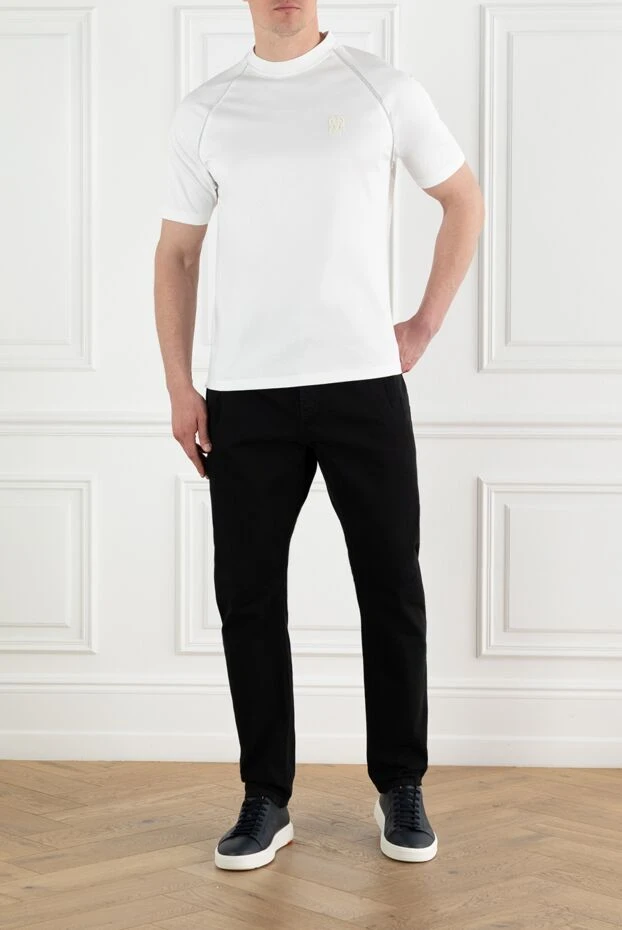 Brunello Cucinelli монили тізбегі бар ақ мақта ерлер футболкасы 188719 - фото 2