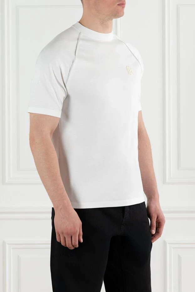 Brunello Cucinelli монили тізбегі бар ақ мақта ерлер футболкасы 188719 - фото 3