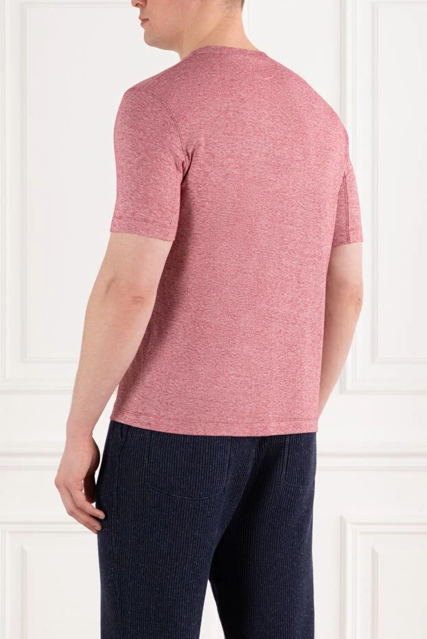 Brunello Cucinelli зығыр және мақта матадан тігілген кеуде қалтасы бар қызғылт меланж жейде 188722 - фото 3