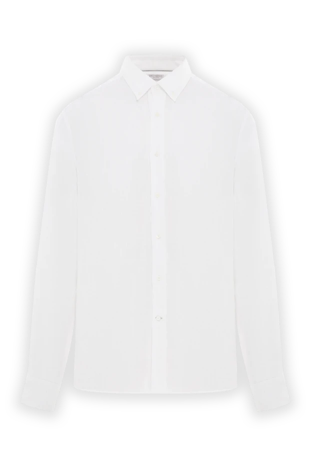 Классическая белая льняная рубашка для мужчин - фото 1