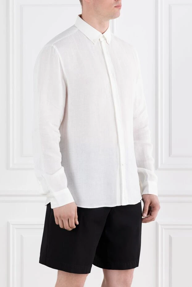 Brunello Cucinelli classic white linen shirt for men 188729 - photo 3