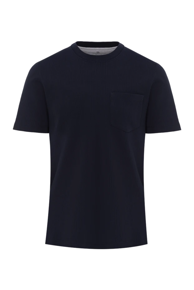 Ерлерге арналған кәдімгі көк мақтадан жасалған футболка - фото 1