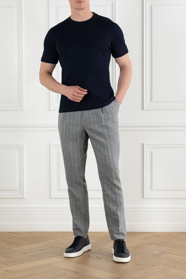 Ерлерге арналған кәдімгі көк мақтадан жасалған футболка - фото 2