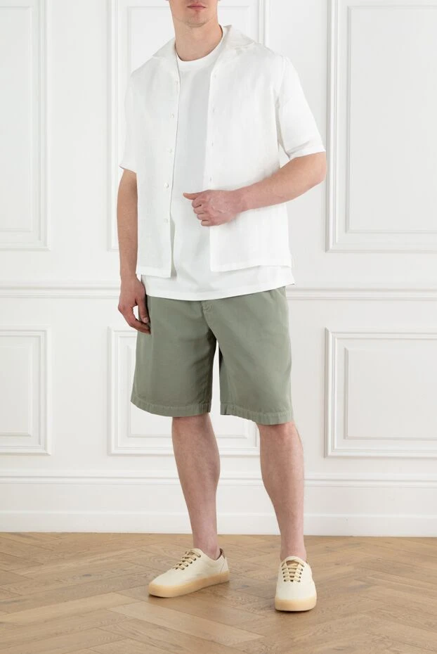 Brunello Cucinelli түймелері бар ерлер ақ зығыр поло жейдесі 188734 - фото 2