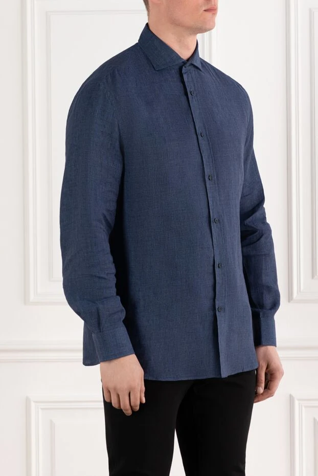 Ерлерге арналған зығыр көйлек көк - фото 2