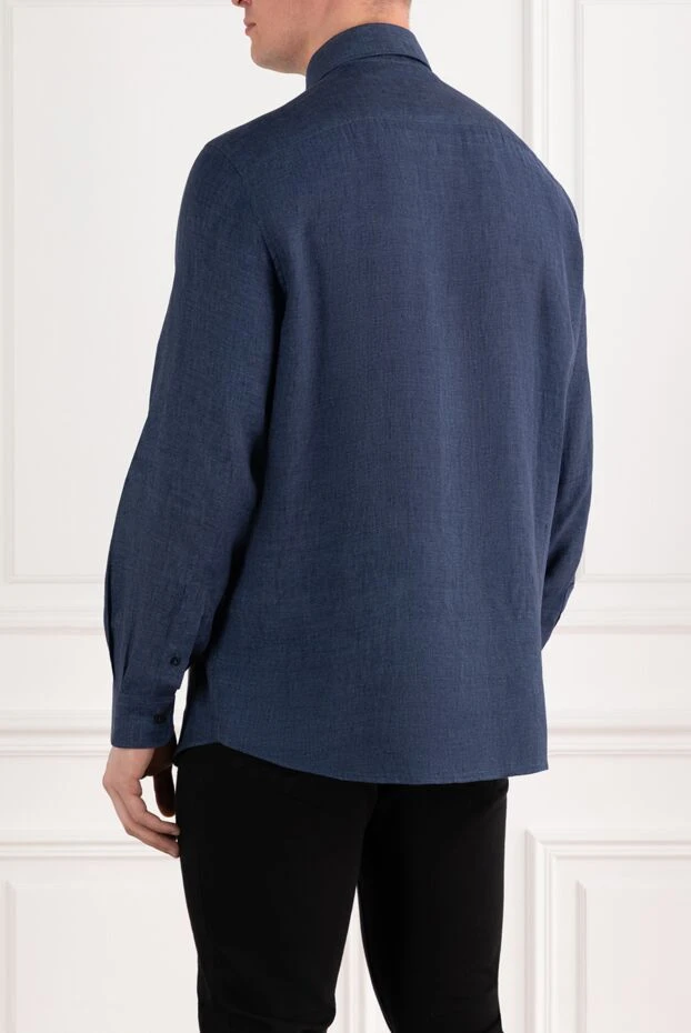 Brunello Cucinelli men's linen shirt blue 188742 - photo 3