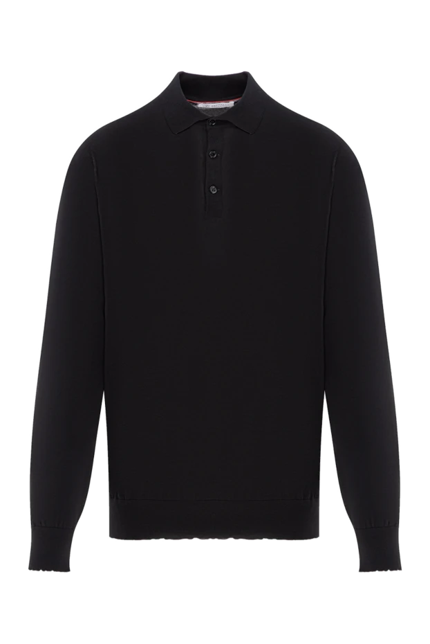 Қара ерлерге арналған ұзын жеңді мақта жібек поло көйлегі - фото 1