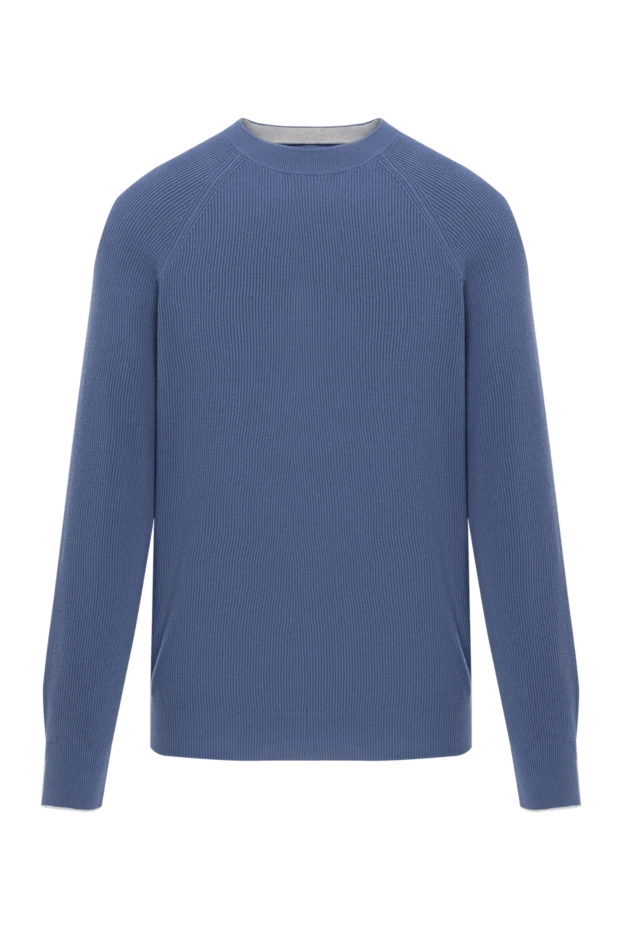 Джемпер голубой мужской в рубчик с рукавом реглан - фото 1