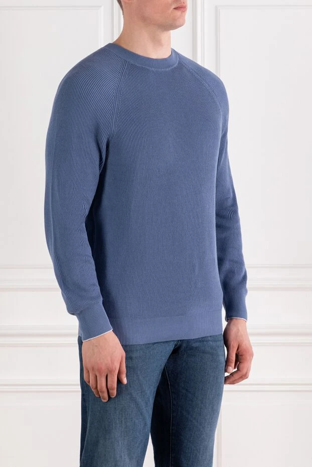 Brunello Cucinelli реглан жеңі бар ашық көк қырлы ерлерге арналған секіргіш 188757 - фото 3