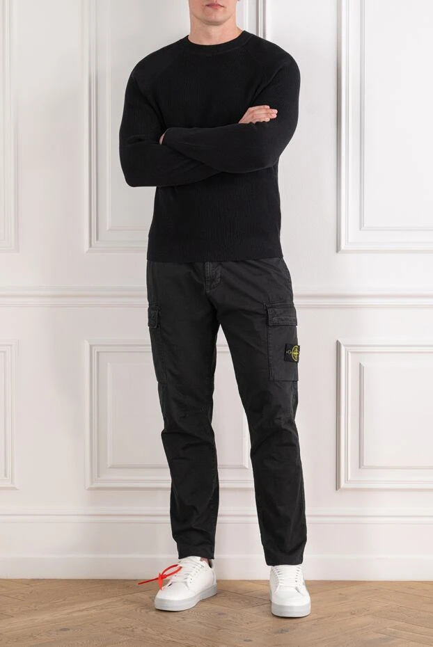Brunello Cucinelli реглан жеңі бар қырлы қара ерлерге арналған секіргіш 188759 - фото 3