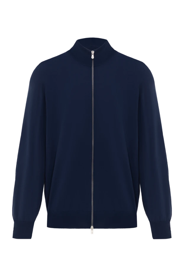 Қара көк түстегі ерлерге арналған мақтадан жасалған кардиганы - фото 1