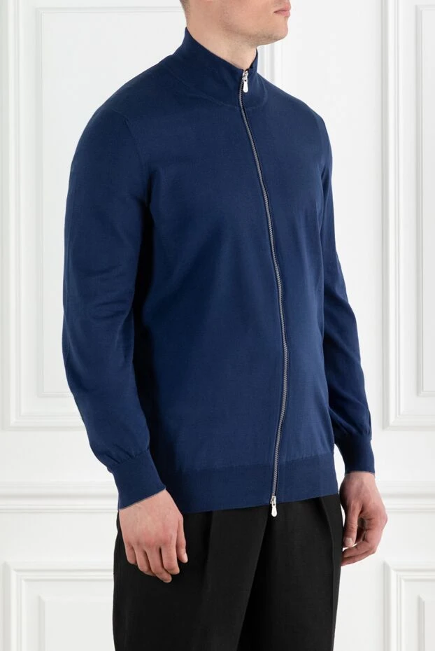 Brunello Cucinelli қара көк түстегі ерлерге арналған мақтадан жасалған кардиганы 188768 - фото 3