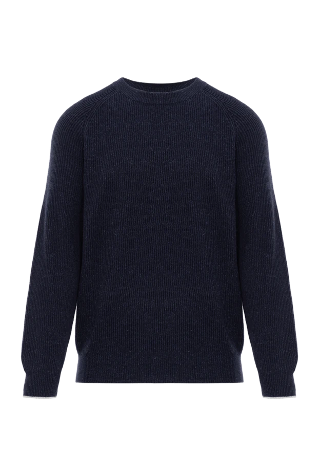 Men's blue ribbed jumper with raglan sleeves - photo 1