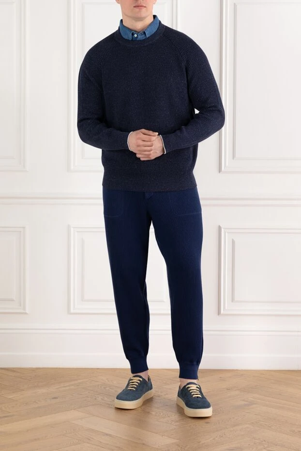 Brunello Cucinelli реглан жеңі бар көк қырлы ерлерге арналған секіргіш 188770 - фото 2