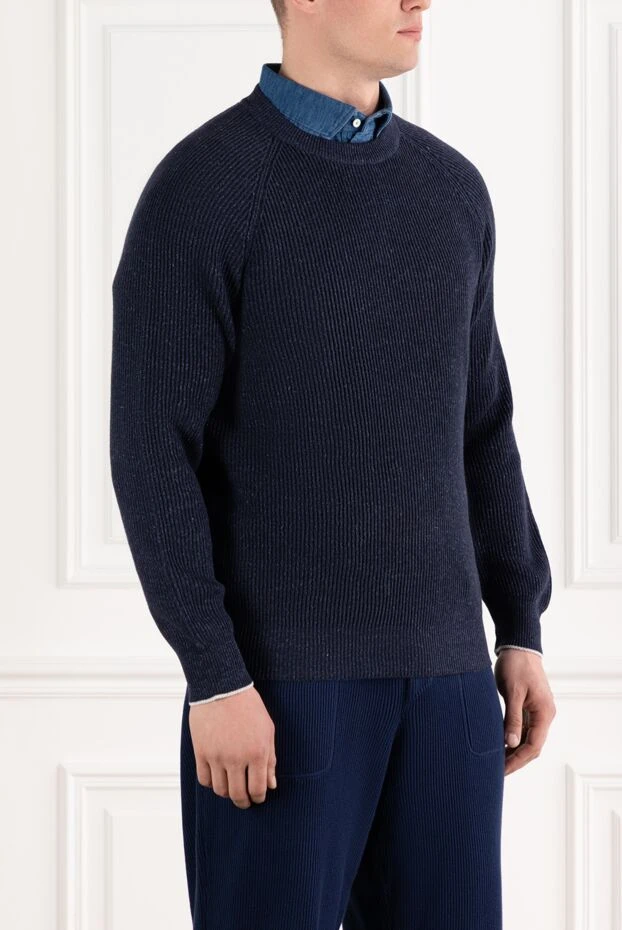 Brunello Cucinelli реглан жеңі бар көк қырлы ерлерге арналған секіргіш 188770 - фото 3