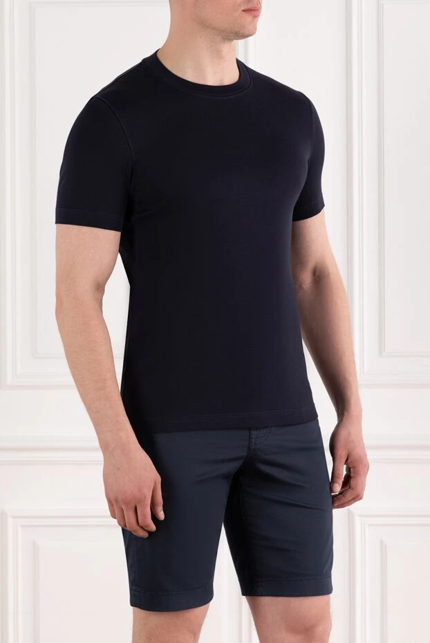 Brunello Cucinelli мақтадан тігілген өрнексіз қара ерлерге арналған футболка 188772 - фото 3