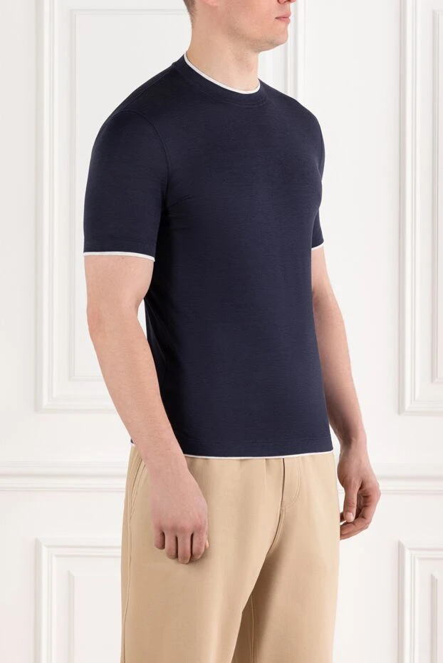 Brunello Cucinelli қара-көк ерлер футболкасы контрастты әрлеуі
 188774 - фото 3