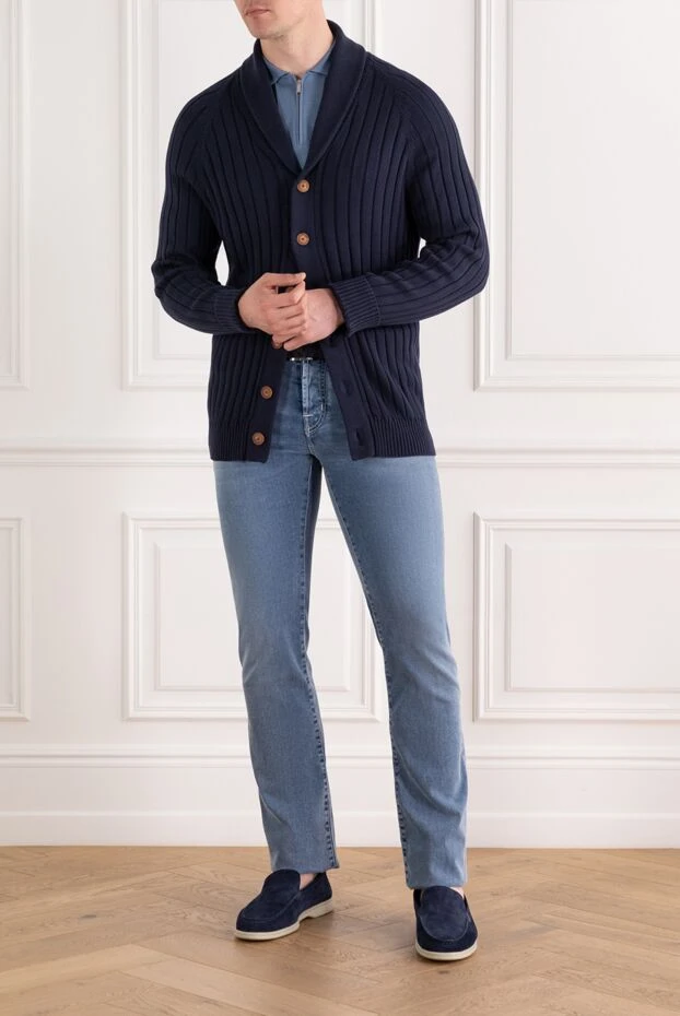 Brunello Cucinelli көгілдір көк қырлы мақта-матадан жасалған төмен түсті кардиган 188775 - фото 2