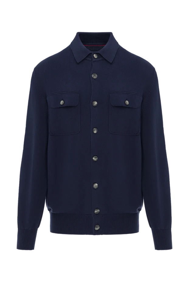 Brunello Cucinelli көк түсті мақтадан тоқылған кардиган патч қалталары бар 188777 - фото 1