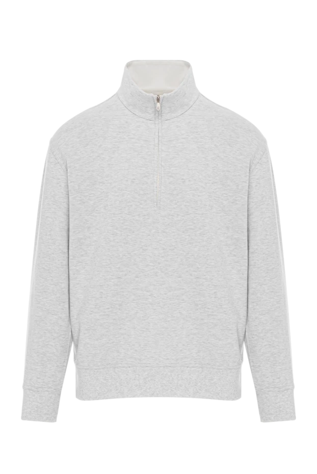 Ашық сұр трикотаж қысқартылған найзағай свиттері - фото 1