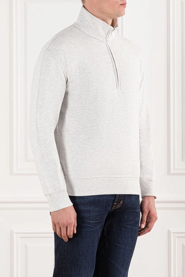 Brunello Cucinelli light gray knit sweatshirt with a shortened zipper 188778 - photo 3