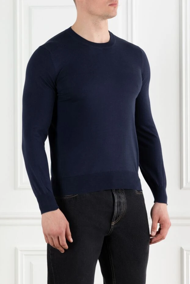 Brunello Cucinelli long sleeve jumper blue men's cotton 188781 - photo 3