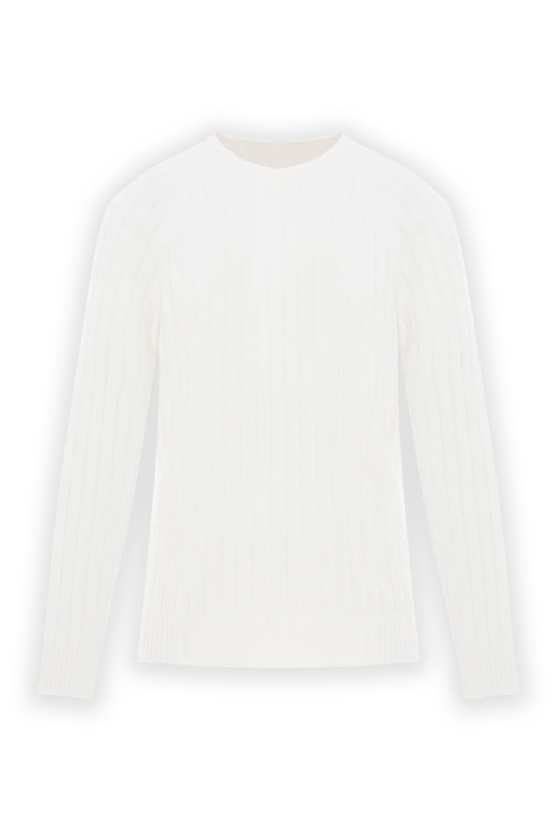 Ақ түсті дөңгелек мойын сызығы бар, мақта қырлы ерлер секіргіші - фото 1