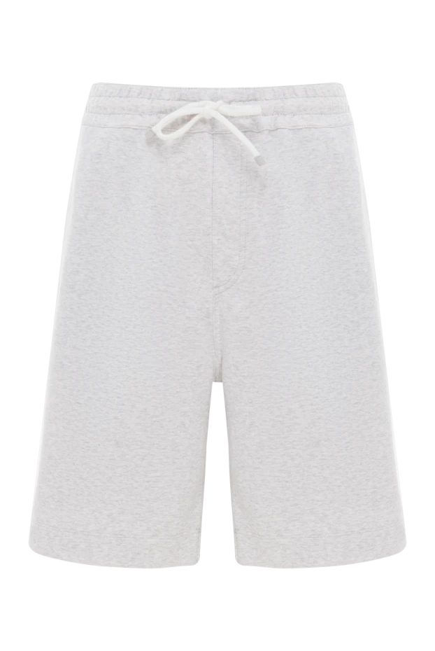 Сұр меланжда жіптері бар ерлер тоқылған бермуд шорттары - фото 1