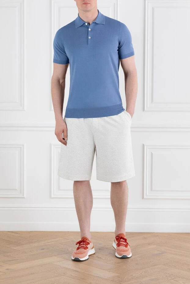 Brunello Cucinelli men's knitted bermuda shorts with drawstring in grey melange 188785 - photo 2