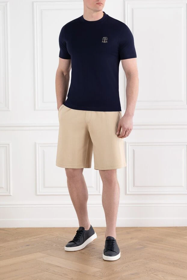 Brunello Cucinelli men's bermuda shorts with drawstring, beige, cotton 188786 - photo 2