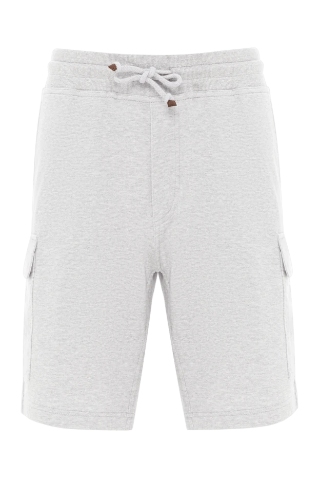Cotton and linen bermuda shorts with cargo pockets gray - photo 1