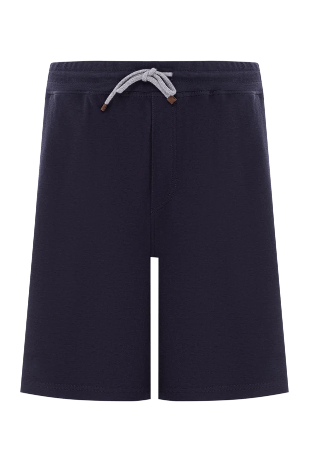 Cotton blue shorts with elastic waistband and back flaps - photo 1