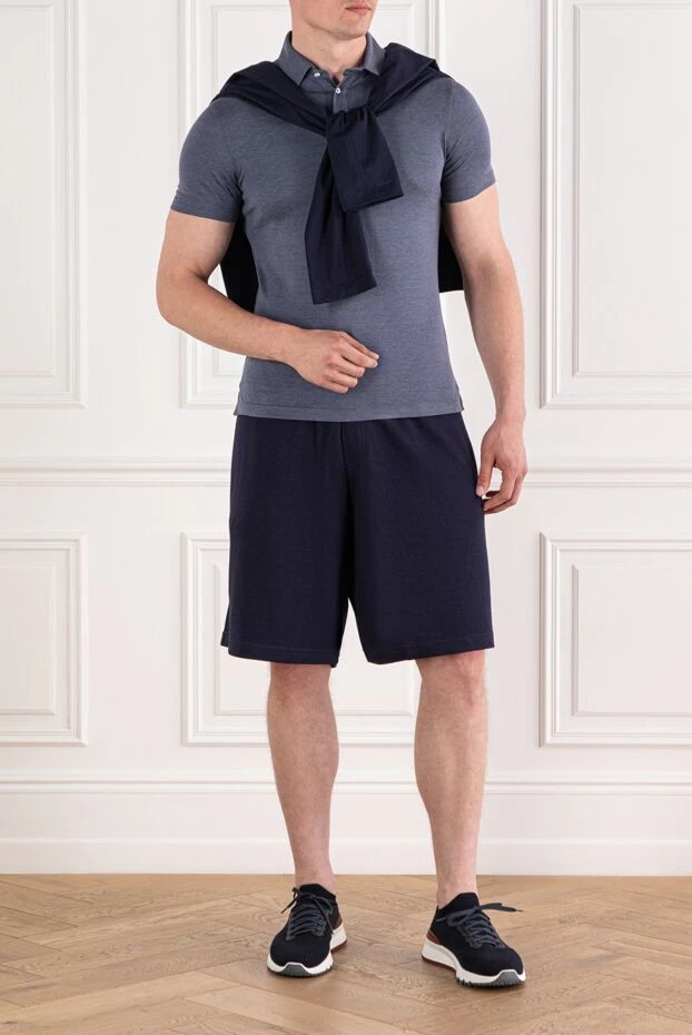 Brunello Cucinelli cotton blue shorts with elastic waistband and back flaps 188789 - photo 2