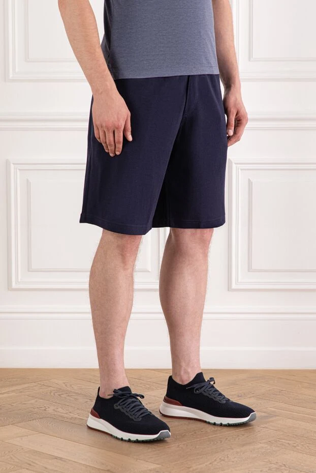 Brunello Cucinelli cotton blue shorts with elastic waistband and back flaps 188789 - photo 3
