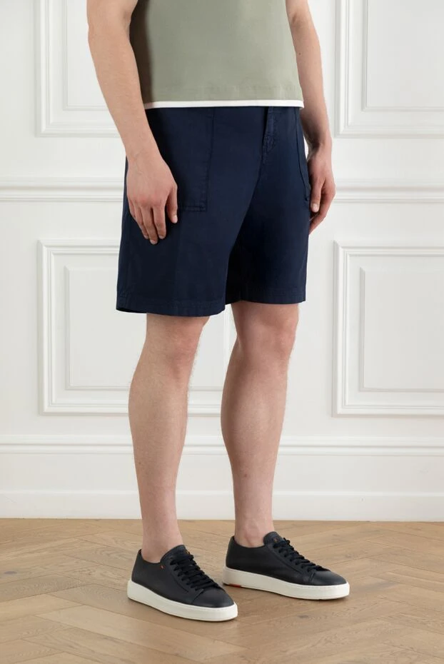 Brunello Cucinelli men's cotton bermuda shorts with a button in blue 188806 - photo 3