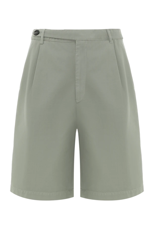 Cotton Bermuda Shorts Green Men's with Pleats - photo 1