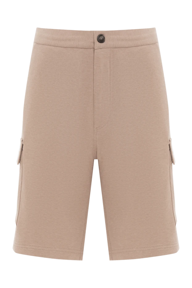 Бежевые мужские шорты бермуды из хлопка с карманами на штанинах - фото 1